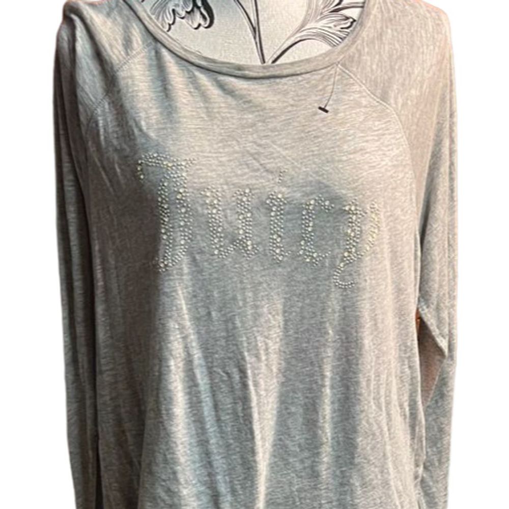 Juicy Couture Women's Grey Long Sleeve Blouse with Rhinestones Size L